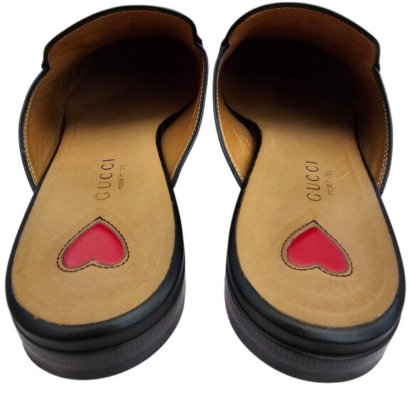 Gucci Princetown Horsebit Flat Mule Size 36.5 US 6.5 Black Leather Pink Floral - Picture 4 of 12